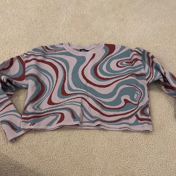 Stylish Swirl Pattern Crop Top - Multicolor - Picture 1 of 1